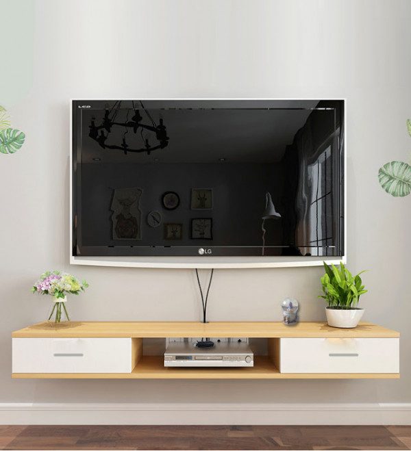 Kệ tivi treo tường với thiết kế đơn giản, hiện đại