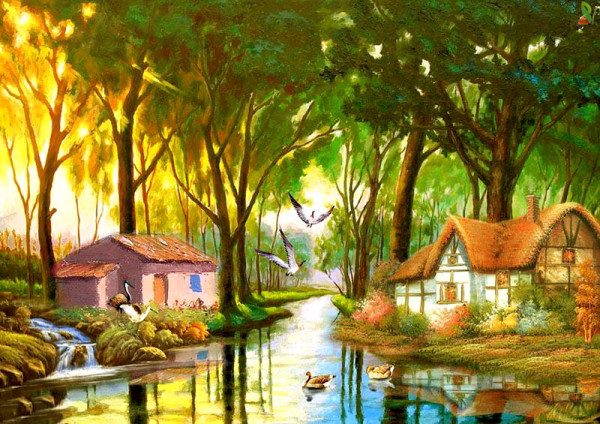 Vẽ tranh sơn dầu chủ đề phong cảnh thiên nhiên quê hương
