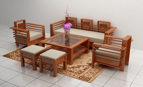 bàn ghế gỗ phòng khách giá 10 triệu